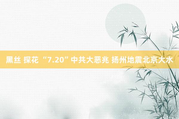 黑丝 探花 “7.20”中共大恶兆 扬州地震北京大水