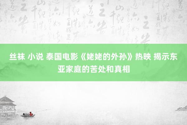 丝袜 小说 泰国电影《姥姥的外孙》热映 揭示东亚家庭的苦处和真相