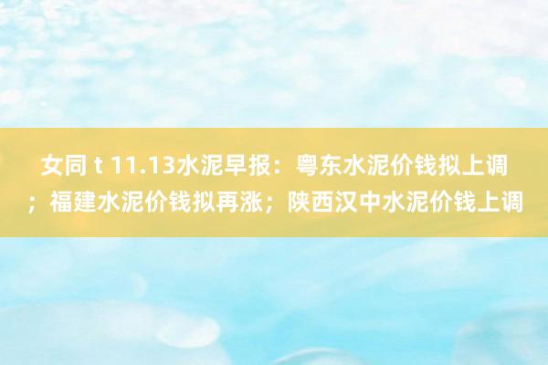 女同 t 11.13水泥早报：粤东水泥价钱拟上调；福建水泥价钱拟再涨；陕西汉中水泥价钱上调